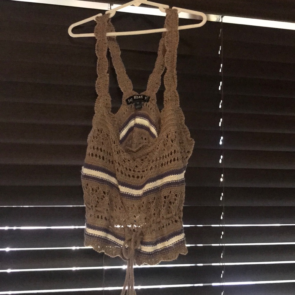 Knitted Crop Top in Brown